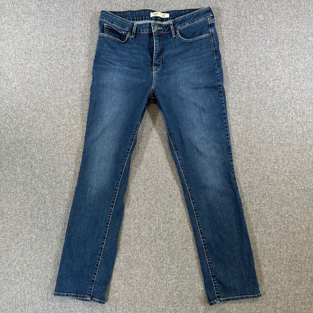 Levi Strauss Signature Jeans Womens 14M Gold Label Straight Blue Stretch Denim